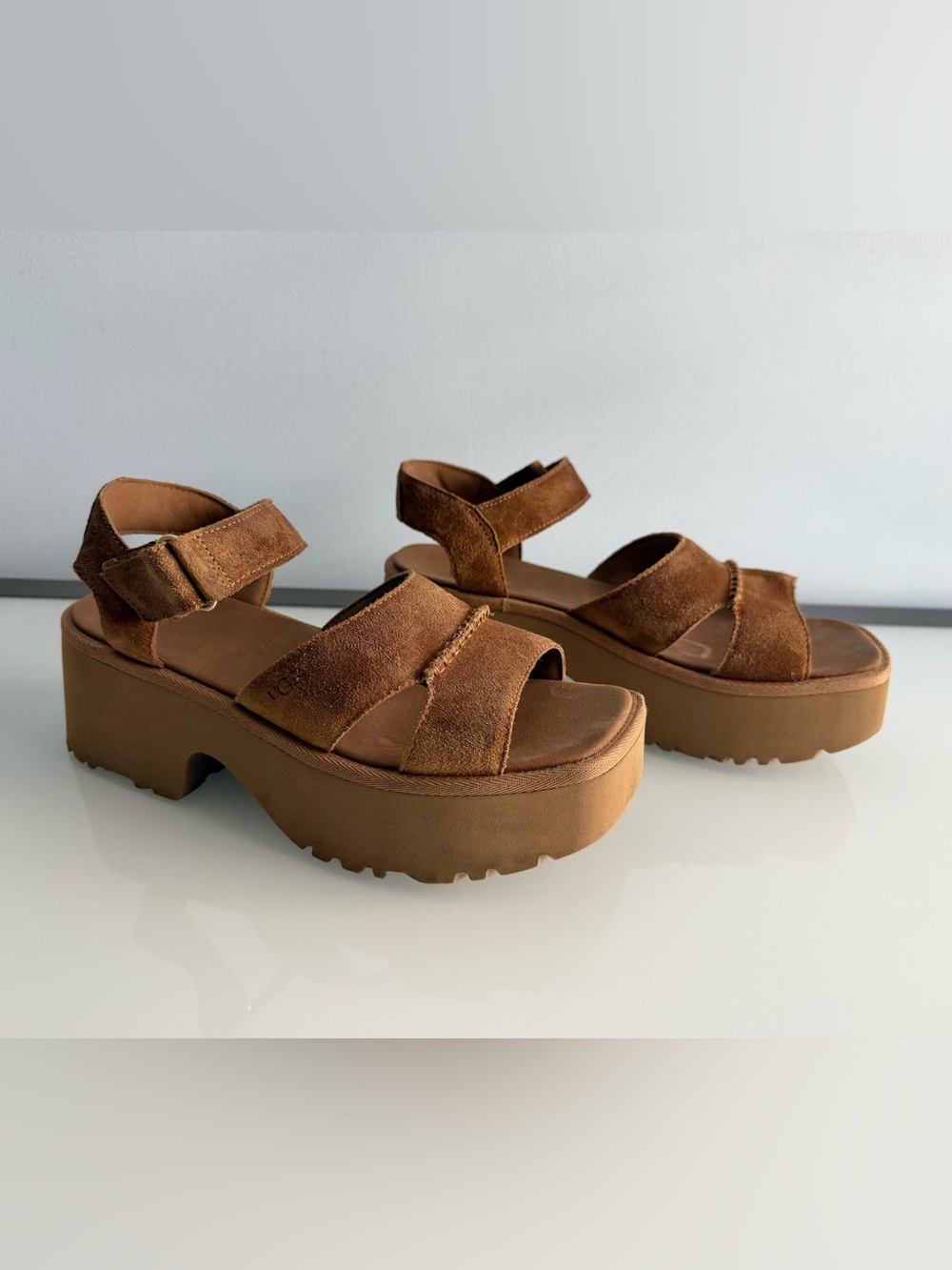 UGG Women's Brown New Heights Ankle Strap Sandal Size 9.5